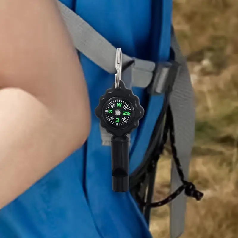 Outdoor Survival Whistle Outdoor Camping Products Compass 2 In1 Compass Integrated Clear & Loud Sound For Hiking Camping