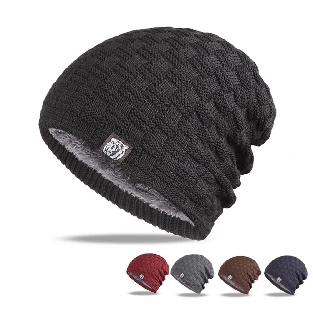 

Women Knitted Hat Men's Winter Knitted Beanie Cap Cold Resistant High Elasticity Thick Plush Warmth Outdoor Cycling Camping Hat