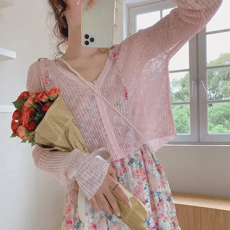 여성용 캔디 컬러, 우아한 긴 소매, 볼레로, 차양 가디건, 크롭 숄, Mujer, 시크 아우터, 달콤한 올 매치 케이프