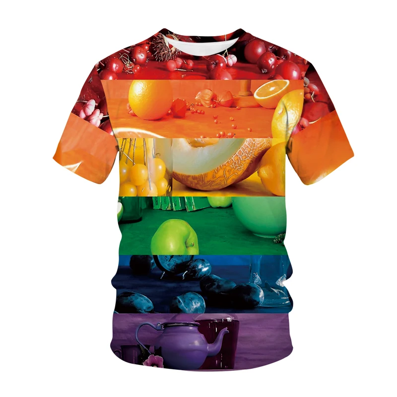 Hip Hop Fruit 3d Printed Summer Men's T-shirt Fun Kiwi Strawberry