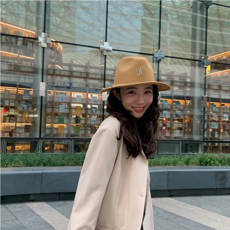 

Hot Fashion French Flat Top Hat Cap Women's Spring Autumn British Camel Flat Ladies Riding Wide-brimmed Wool Jazz Hat for Women