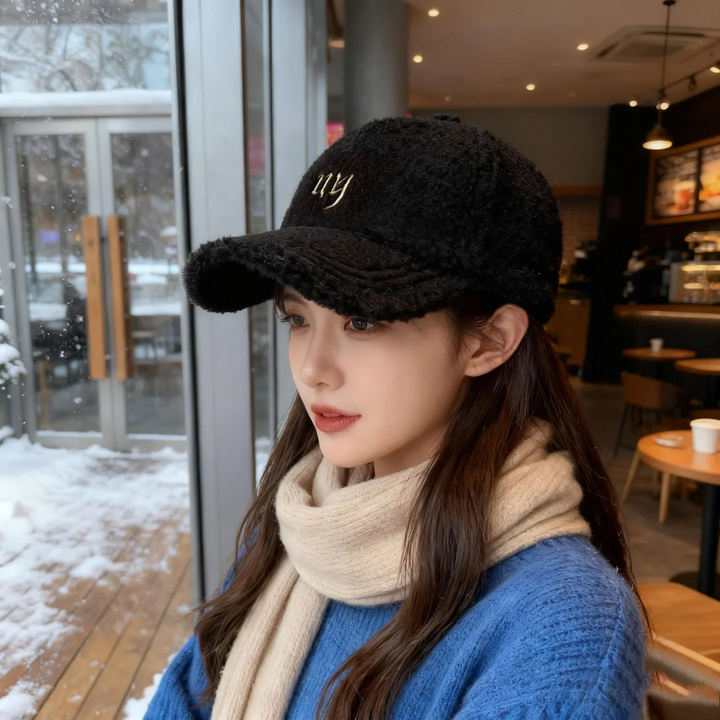 Winter-Proof Baseball Cap for Women, Warm Fleece-Lined Thick Plush Cap for Men, Versatile Lamb Wool Student New Style Outdoor