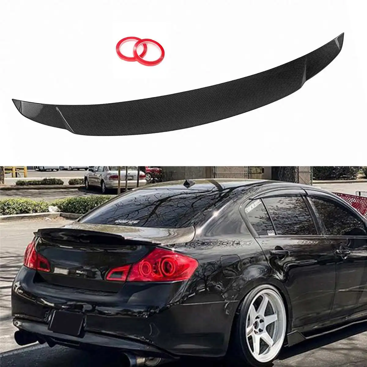 

Carbon Fiber Look/GloSSy Black Car Rear Trunk Boot Lip Spoiler Wing Lid For INFINITI G35 G25 G37 Q40 2007-2015 4Dr Sedan Model