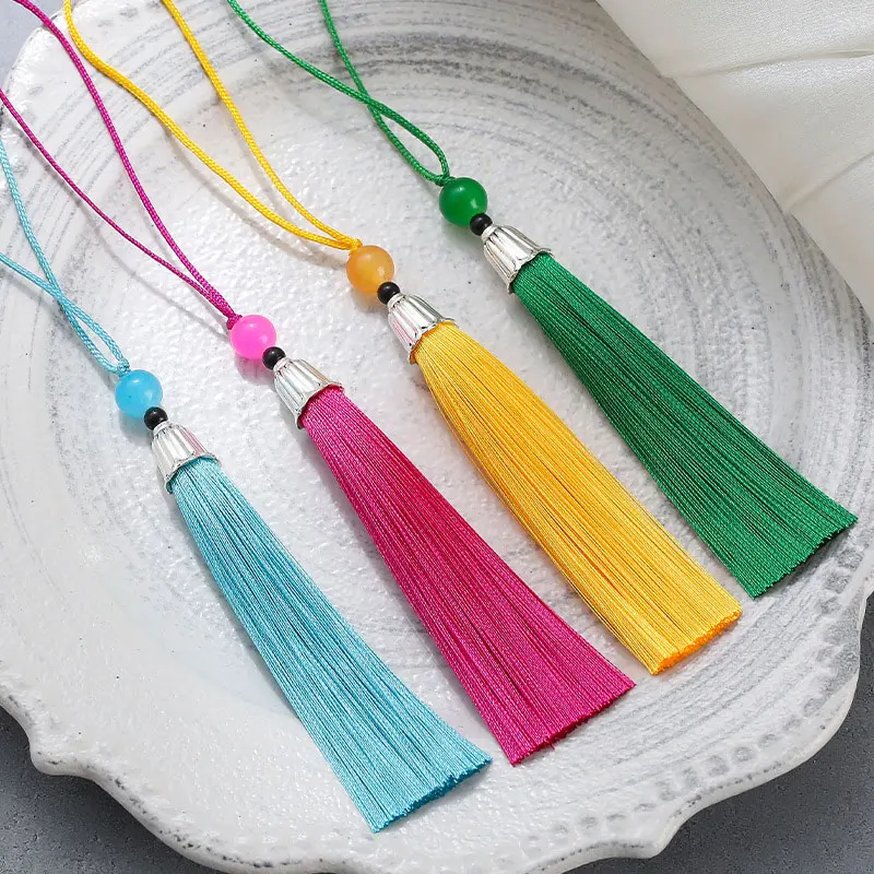 5Pcs Crystal Bead Tassel Silky Handmade Soft Craft Tassels with Loops for  Jewelry Making DIY Craft