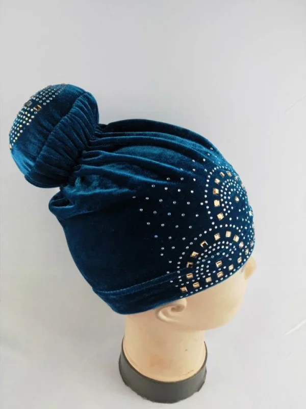 Diamond Turban for African Women Velvet Chemo Cap Muslim Hijab Inner Hair Cover Hats Scarf Wrap Islamic Headscarf Beanie 3