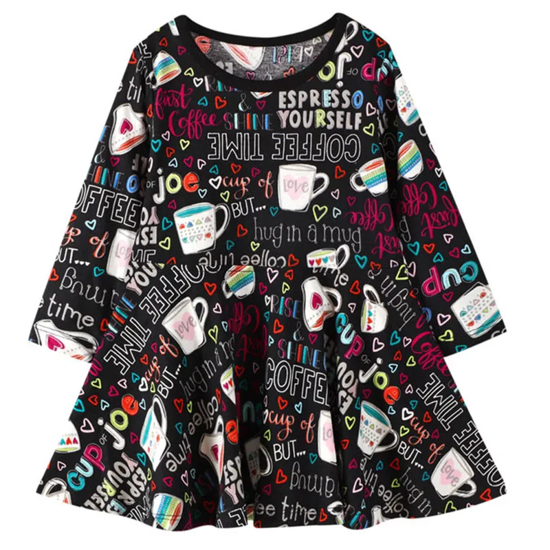 

Jumping Meters 3-12T New Arrival bee Print Princess Dress for Party Costume Cotton Long Sleeve Baby Girls Autumn Dress