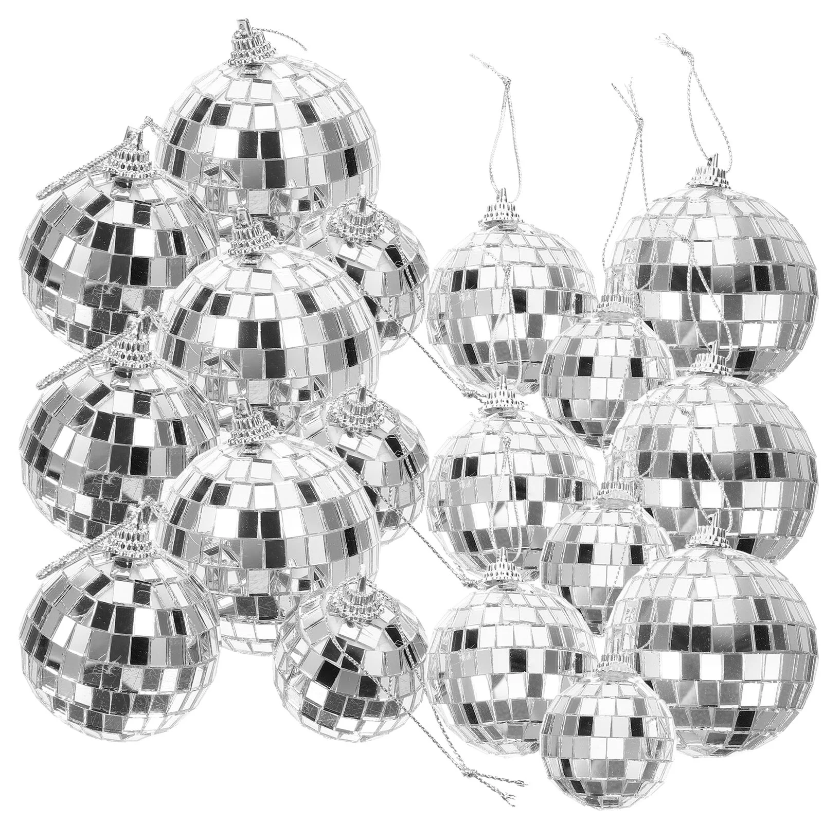 

Mirror Disco Ball Hanging Ornaments Silver Disco Mirror Ball Tree Decor Disco Wedding Birthday Cake Mirror Reflective Ball