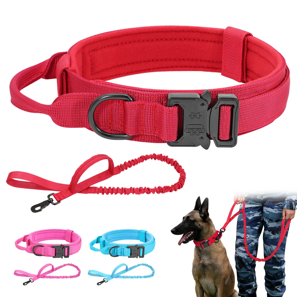 Military Tactical Dog Collar Leash Set Durable Nylon Dog Collars With