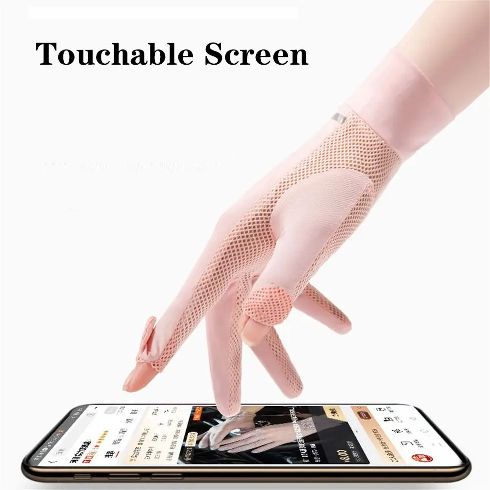 Cycling Driving Running Thin Summer Sun Protection Gloves Mittens Anti-UV Gloves Ice Silk Gloves 3