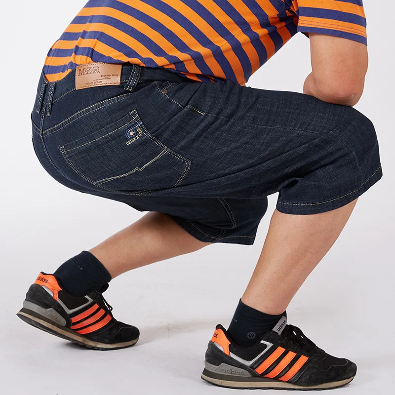 Cropped Jeans Shorts Loose High Waisted Plus Size 44 46 48 50 52 Elastic Stretched Capri Summer Knee Length Denim Middle Trouser