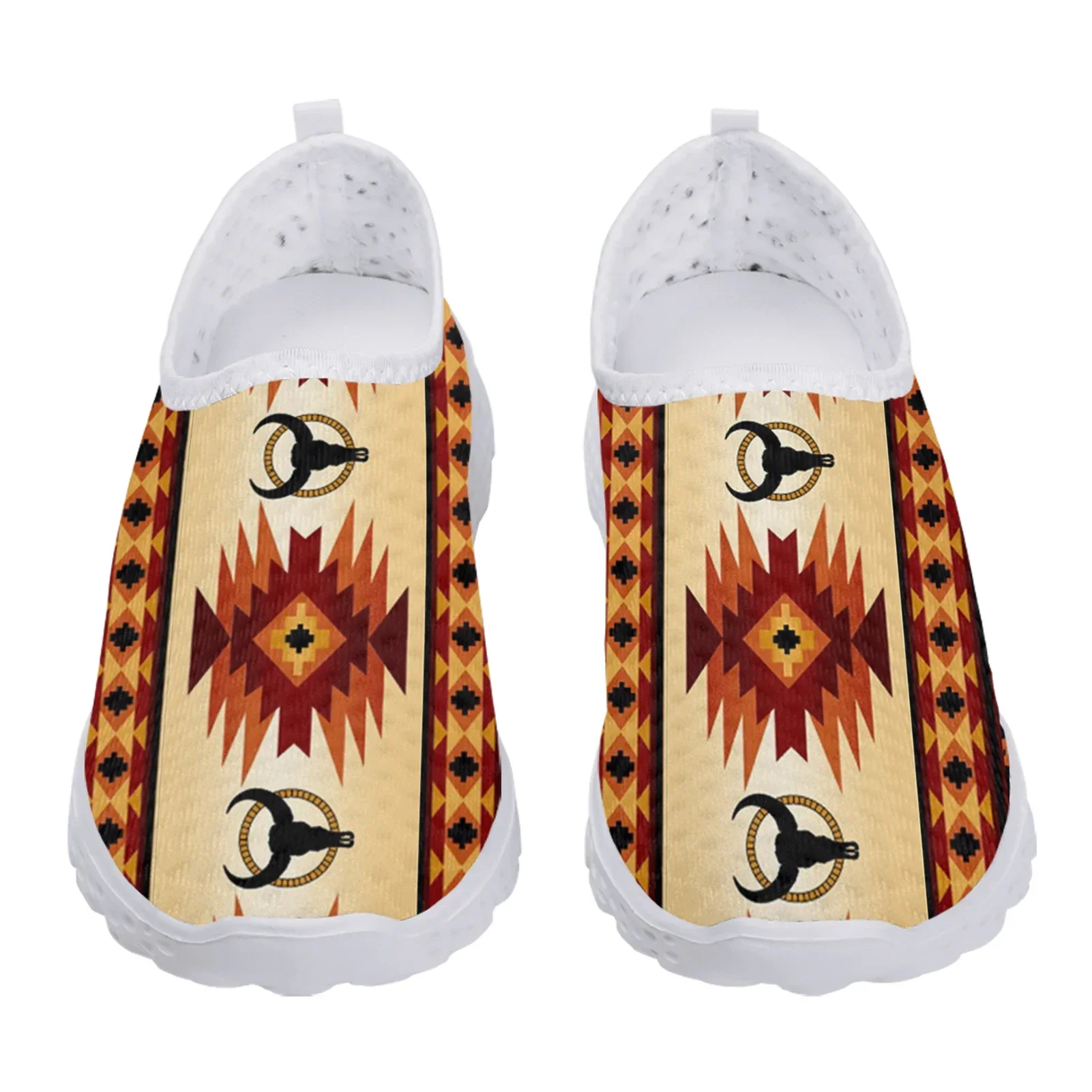 Comfortable Flat Loafers Tribal Ethnic Summer Slip On Shoes Aztec Animal Design Women's Home Mesh Shoes Zapatos