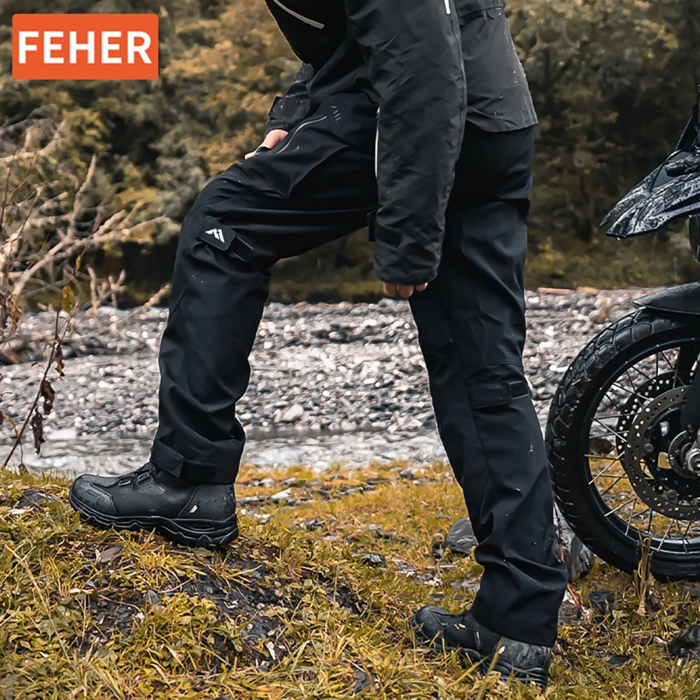 FEHER 오토바이 라이딩 팬츠 남성용 데일리 모터바이크 캐주얼 바지 내마모성 방수 팬츠 ESA CE 모토 보호 장비