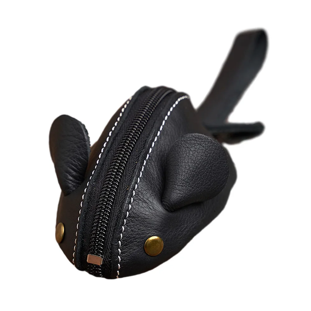NASVA Genuine Leather Big Coin Purse Creative Lovely Rat Zipper Key Case Men Women Portable Key Wallets Children's Bags coin purse plush coin purse coin wallet change bag key case