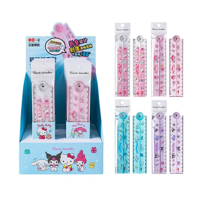 Sanrio Kuromi Image Rotating Folding Ruler 30cm Cartoon Children's Primary School Student Multi functional Ruler Stationery 1pcs