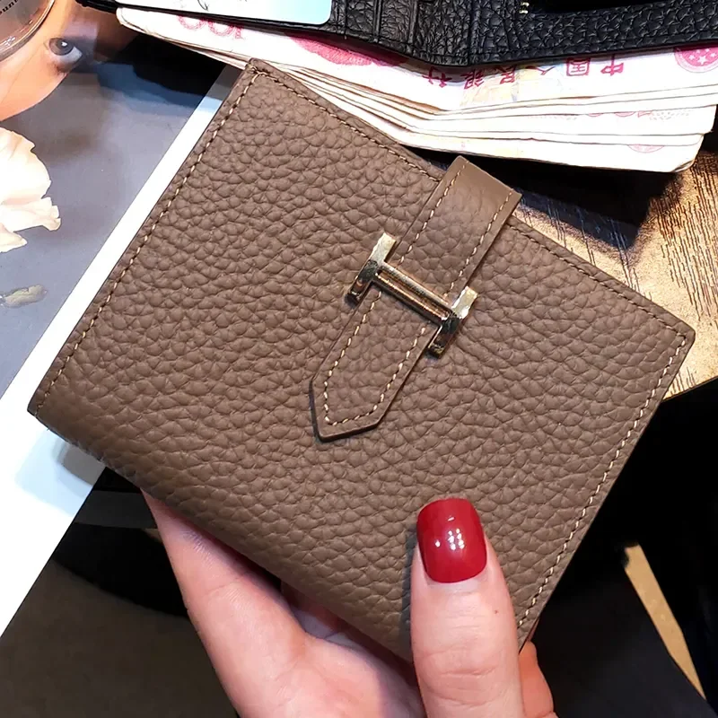 

Genuine Leather Women's Purses Rfid Small Ultra-thin Coin Wallet Short Design Wallet Woman (No Logo)
