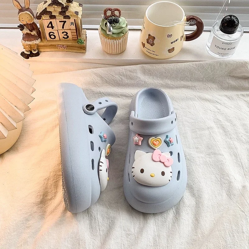 귀여운 헬로키티 슈즈 참 세트 KT 고양이 DIY 액세서리, 구멍 있는 신발, 슬리퍼 장 장식품 (여아용)