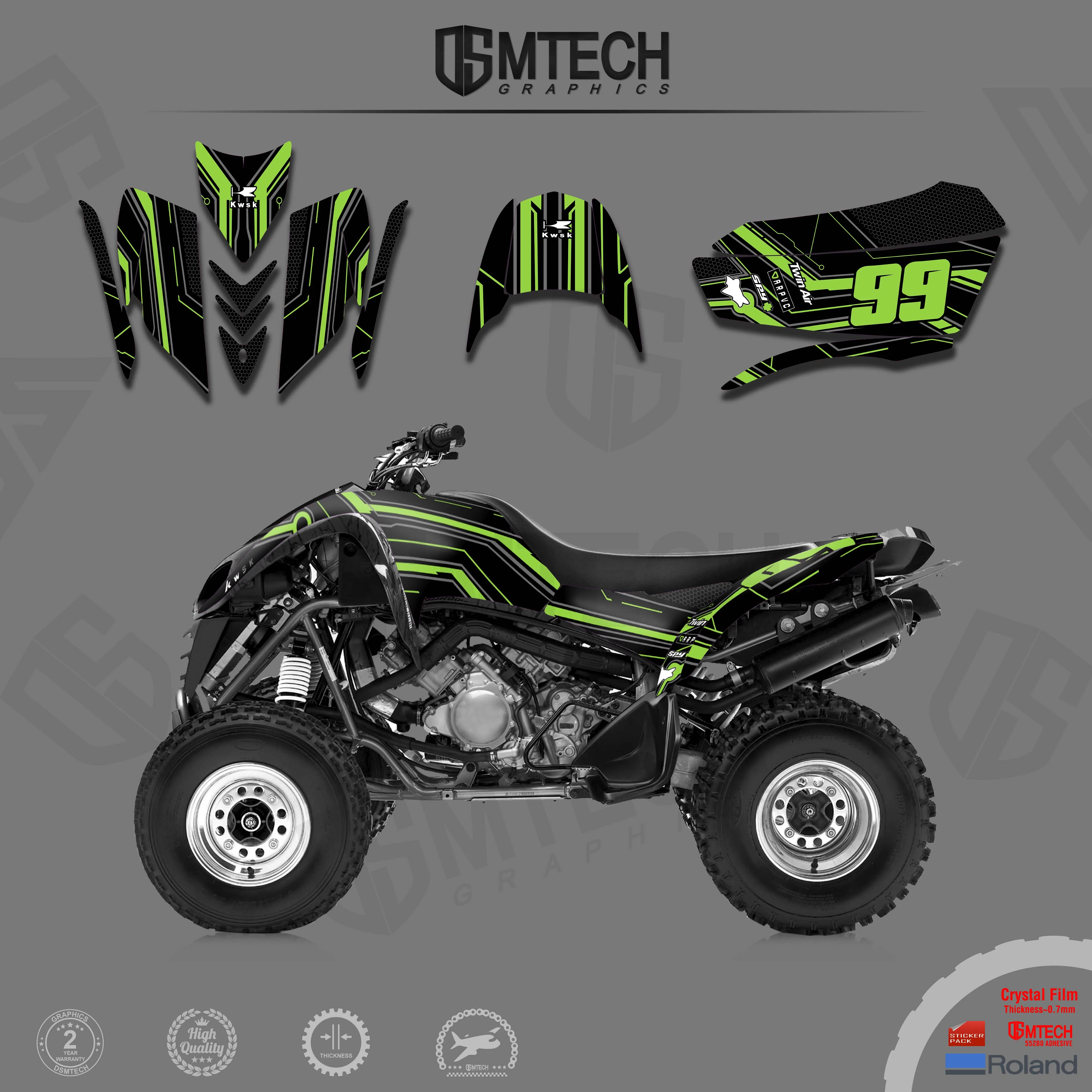 DSMTECH team motorcycle off-road sticker KFX Kawasaki  700 combination graphics kit the evening road