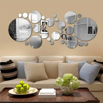 26pcs 3D Acrylic Round Mirror Wall Stickers 1