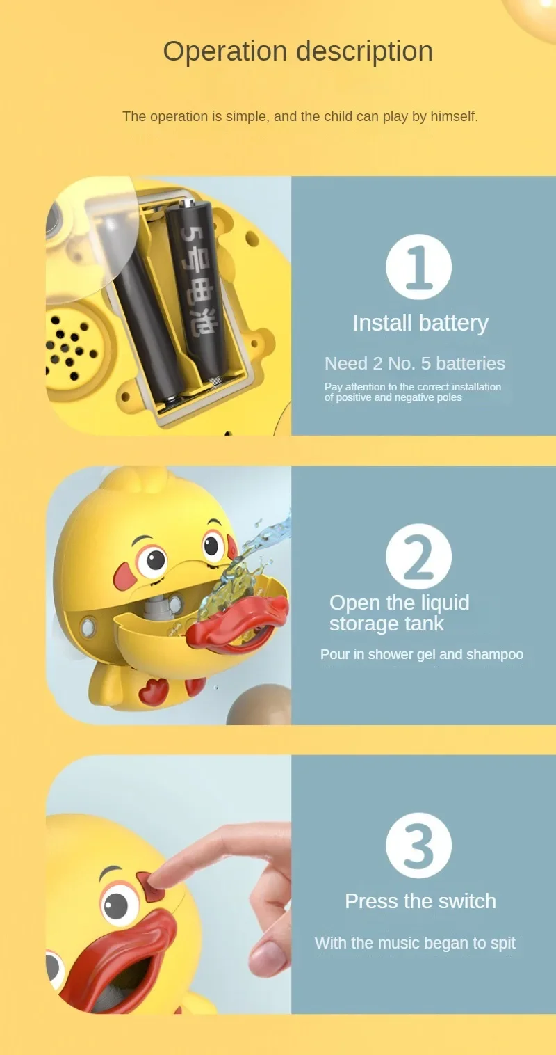 Bubble Duck Baby Bath Toy Funny Toddler Bath Bubble Maker Pool Swimming Bathtub Soap Machine Bathroom Toys for Children Kids