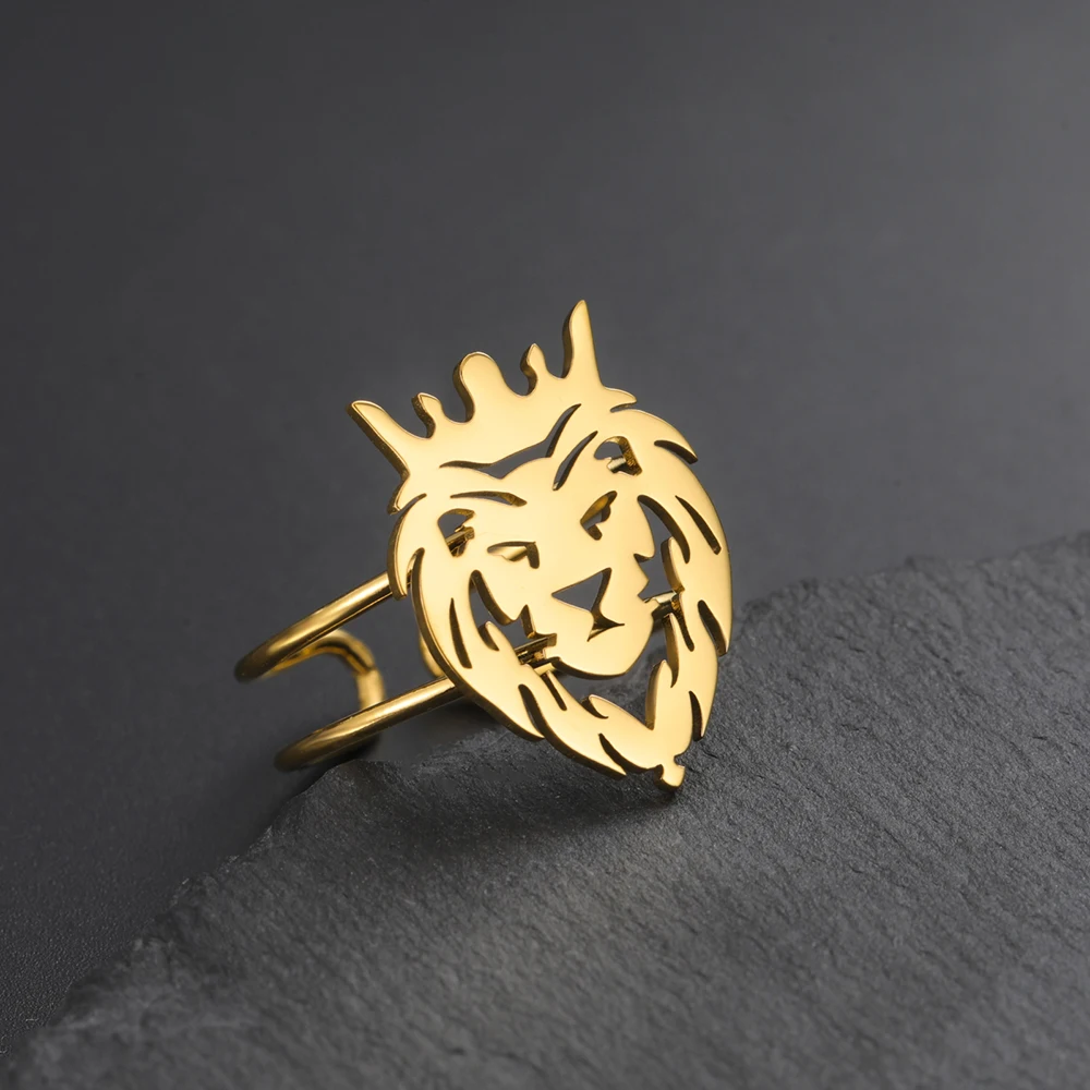 Dawapara Löwenkopf-Ring, verstellbar, nordisches Tier, Totem-Ring, Stärke, Talisman, Ehering, Edelstahl, Schmuck – Detail 19