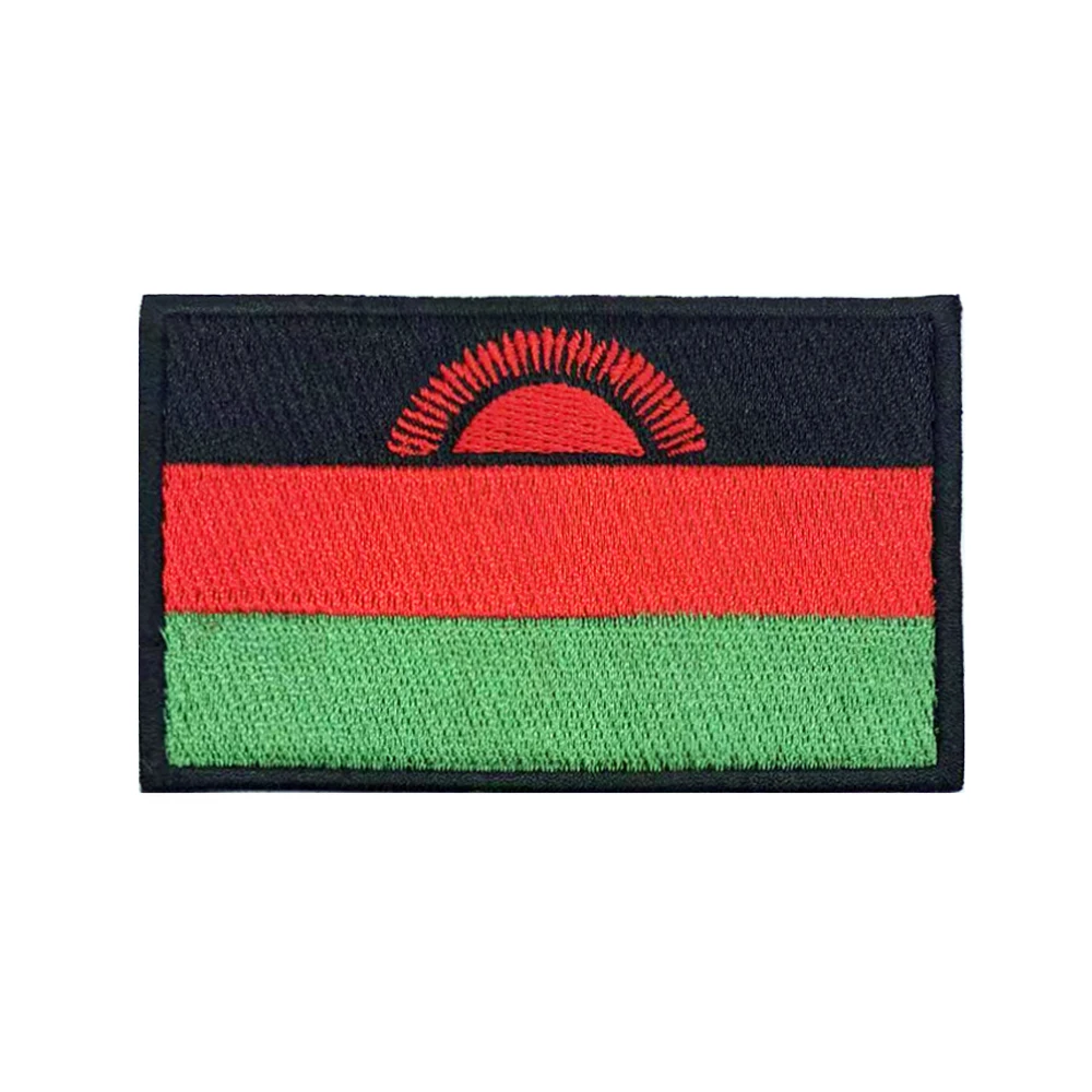 

Malawi flag Patches Armband Embroidered Patch Hook & Loop Iron On Embroidery Badge Military Stripe