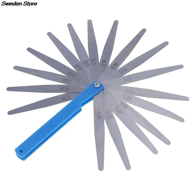 1 Set Foldable Metric Feeler Gauge 17 Blades 0.02-1.00mm Measurements Tools Stainless Steel Thickness Gap Filler Feeler Gauges feeler gauge