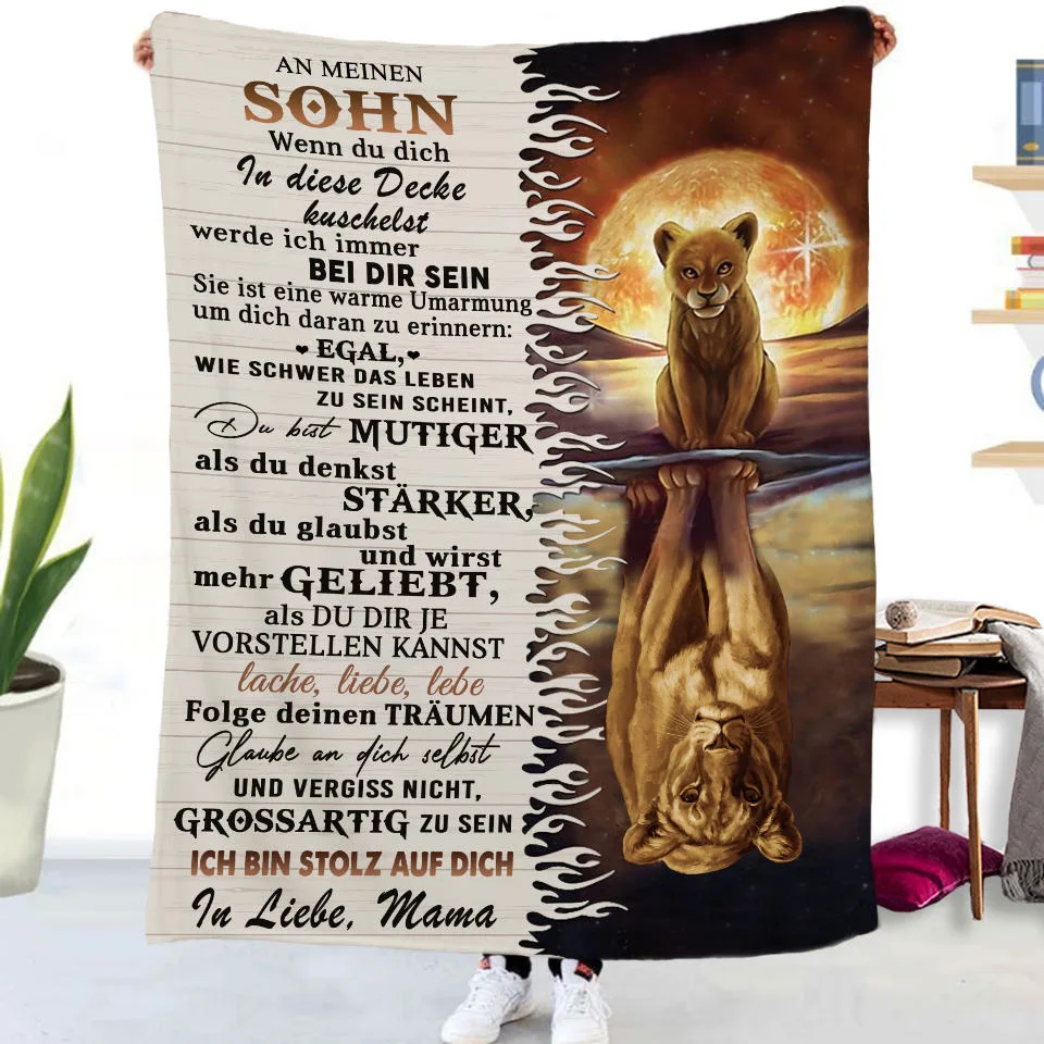 German To My Daughter Son Letter Gift HD-Decke, weiche Überwurfdecke für Zuhause, Schlafzimmer, Bett, Sofa, Picknickdecke, Kinderdecke – Detail 9