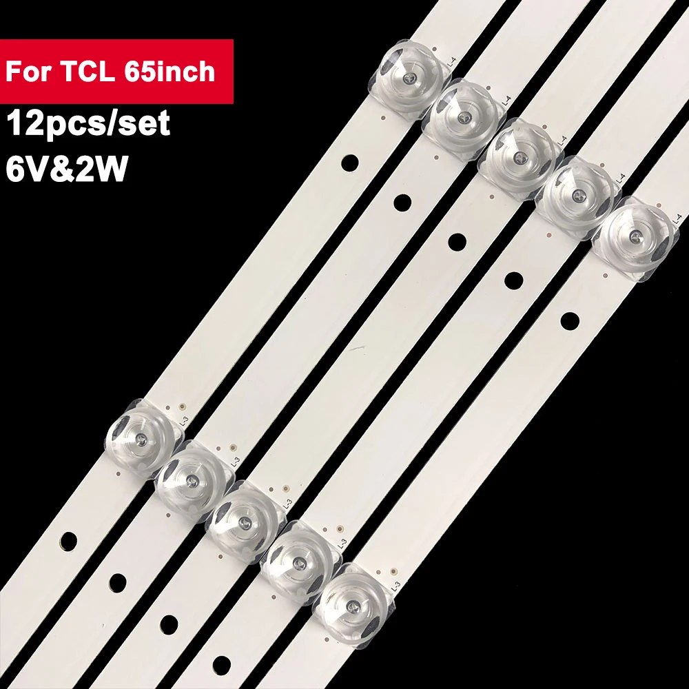 

12Pcs/set 617mm 65inch LED Backlight Strip for TCL 6LED Square Lens JS-D-JP65EK-062EC (80228) E65EK-P1000,E65EK-P600 ND55KS4000