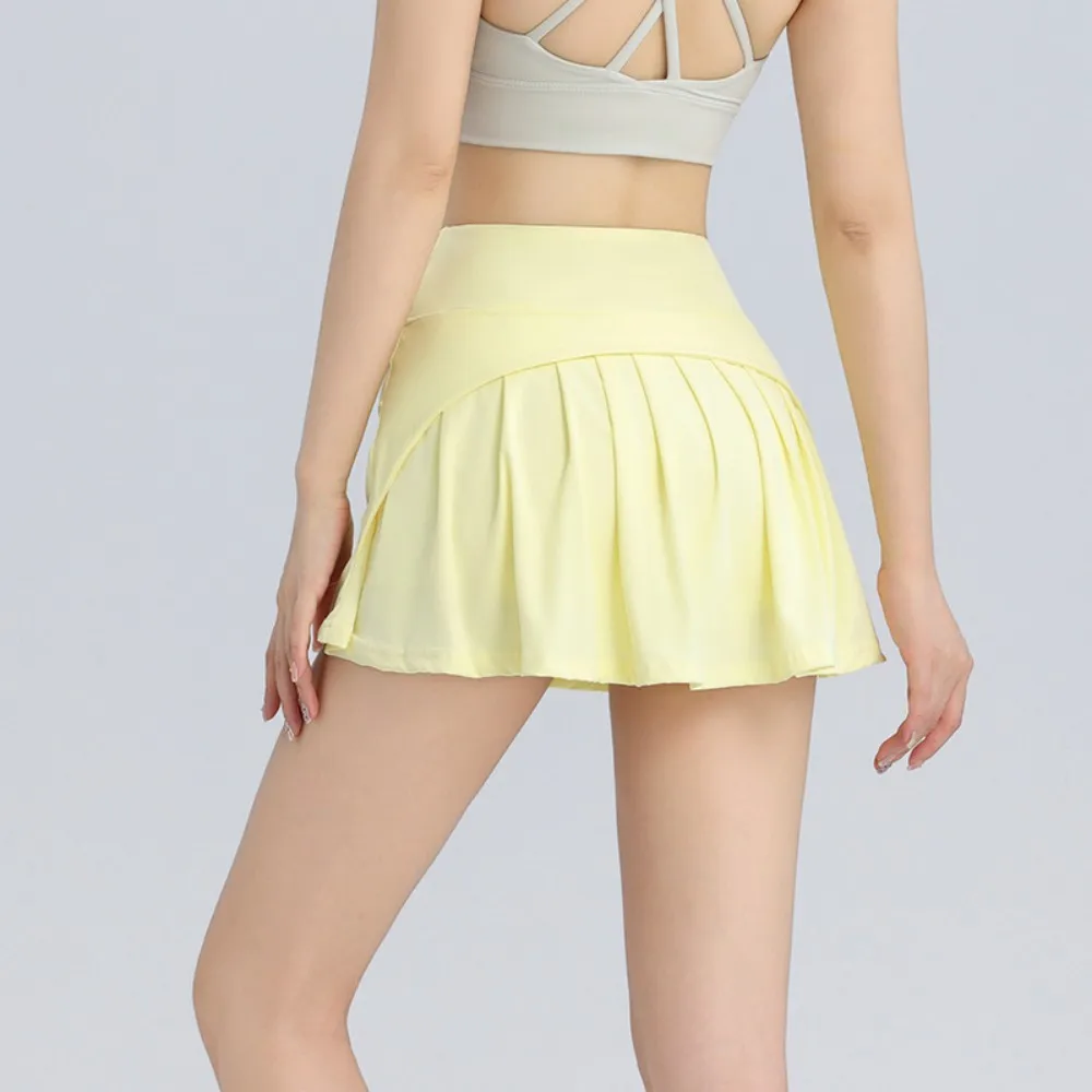 High Waist Push Up Hip Women's Tennis Skirt Cheerleaders Inner Lining Shorts Running Athletic Sport Gym Exercise Pleated Skirts