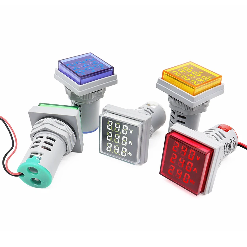 Digital Voltmeter Ammeter LED Digital Voltage Current Hertz Square Indicator Panel Meter Hole 22mm With 0-100ACT Voltmeter Ammeter Frequency