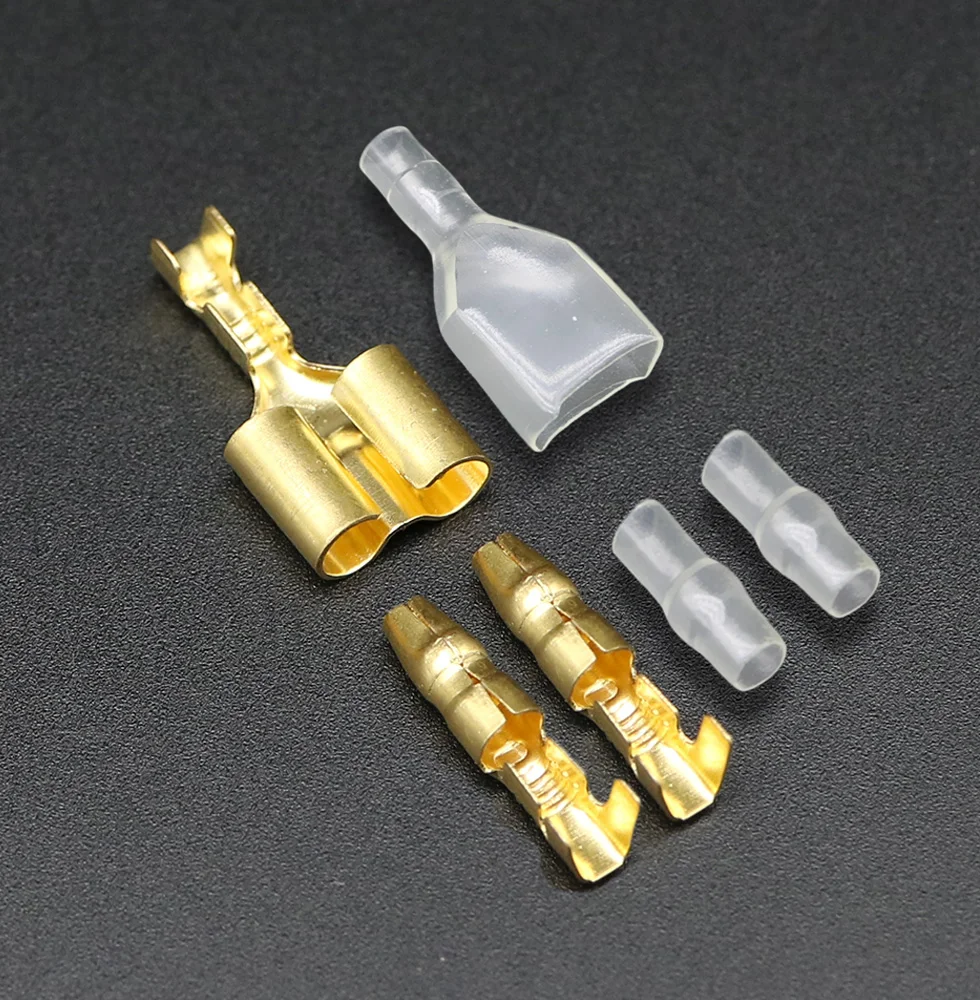

60/120/300pcs 10/20/50 set Terminals 4.0 Double bullet terminal car electrical wire connector diameter 4mm 1:2 crimp terminals