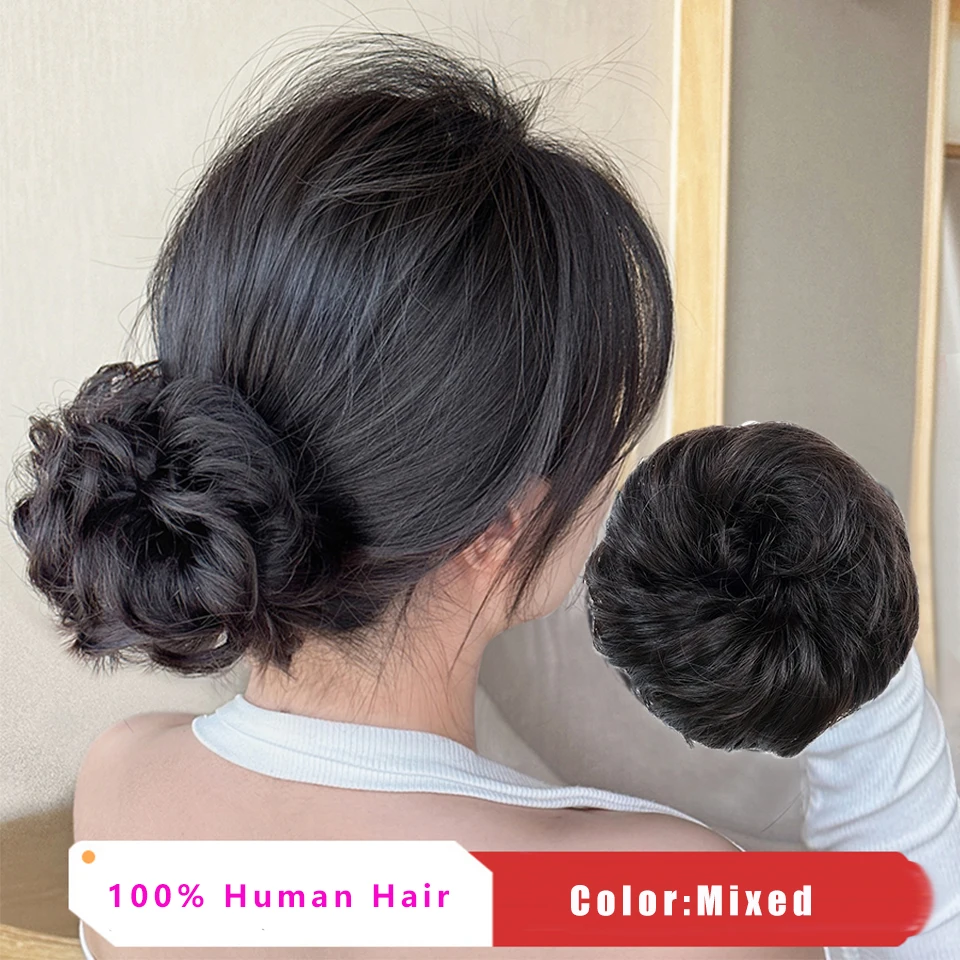 Human Hair Messy Bun Hair Piece
