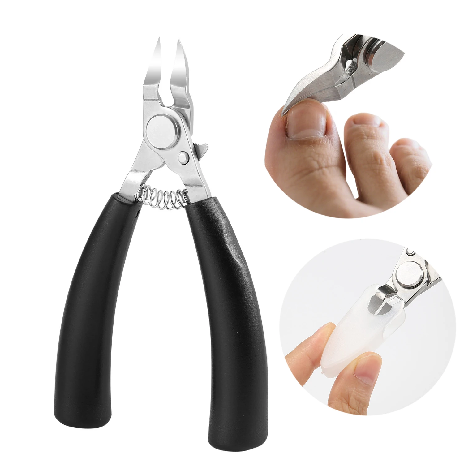 Nail Clipper Stainless Steel Curved Hawkbill for Pedicure Thick Ingrown Nail