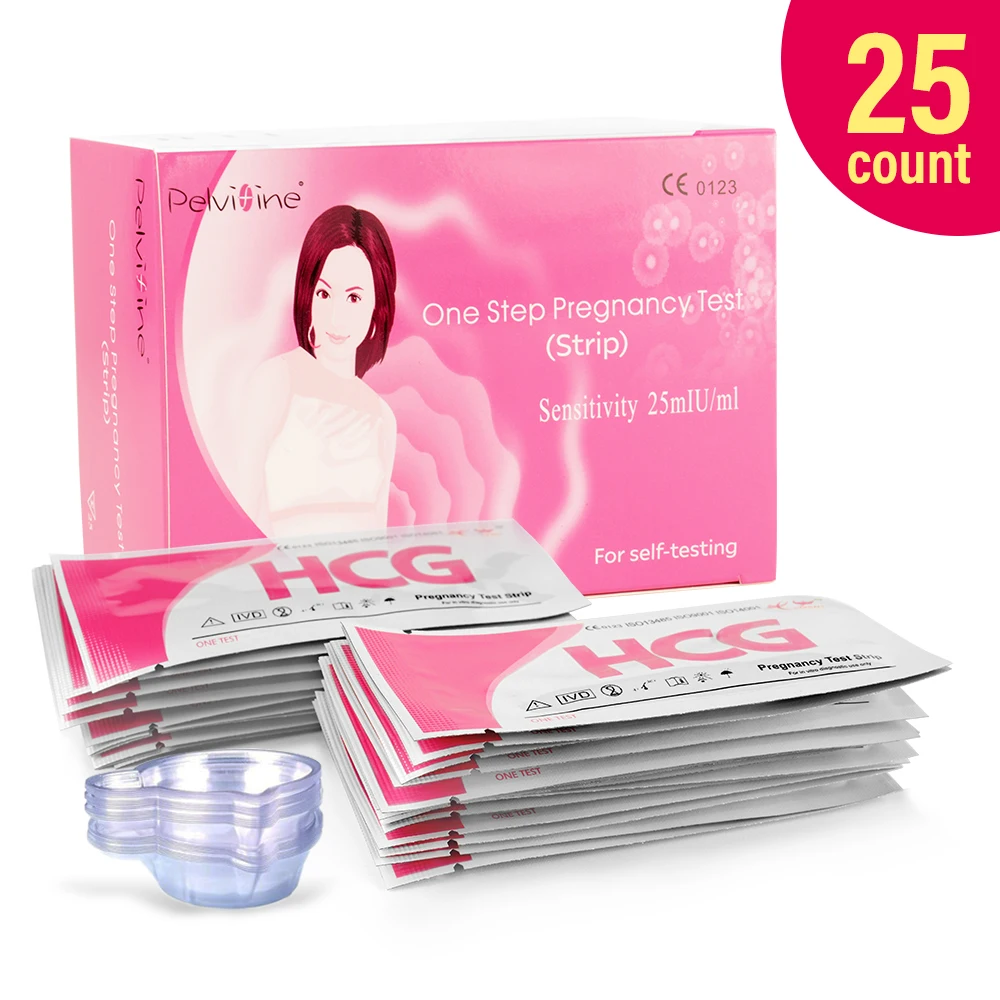 Pelvifine Pregnancy Tests with Cup Pregnancy Test Strips for Home Detection Over 99% Accuracy Individually Wrapped 25 Count