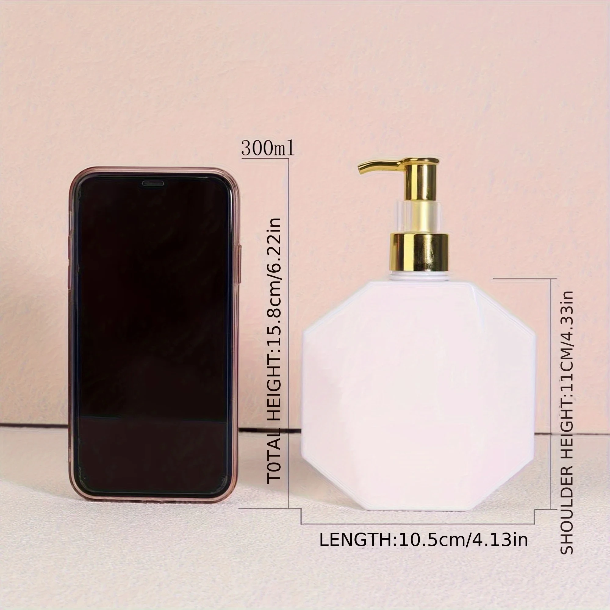 300ml Pink Diamond Shaped Pump Refillable and Reusable Storage Bottle for Shampoo Shower Gel Kitchen Bathroom soap dispenser refillable bottle shampoo dispenser soap dispenser bottle foaming soap dispenser refillable plastic bottles foam pump bottle plastic lotion bottle