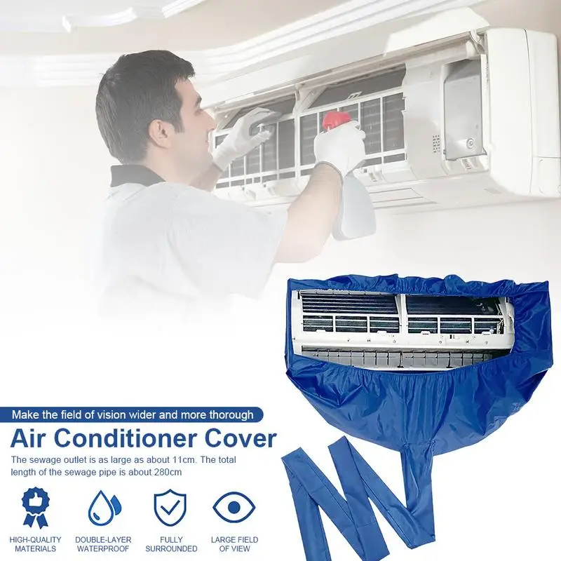 

Air Conditioning Cover Washing Blue Wall Mounted Air Conditioner Cleaning Protective Dust Cover Bag Waterproof Protector