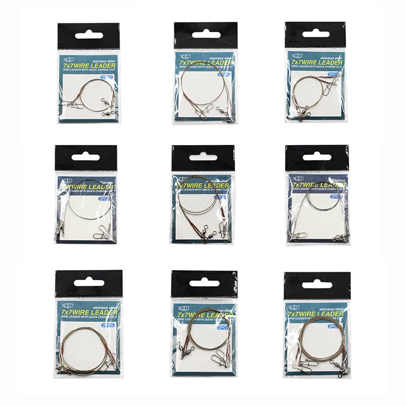 2pcBagStainlessSteelWireLeaderTitaniumFishingLineWithSnap