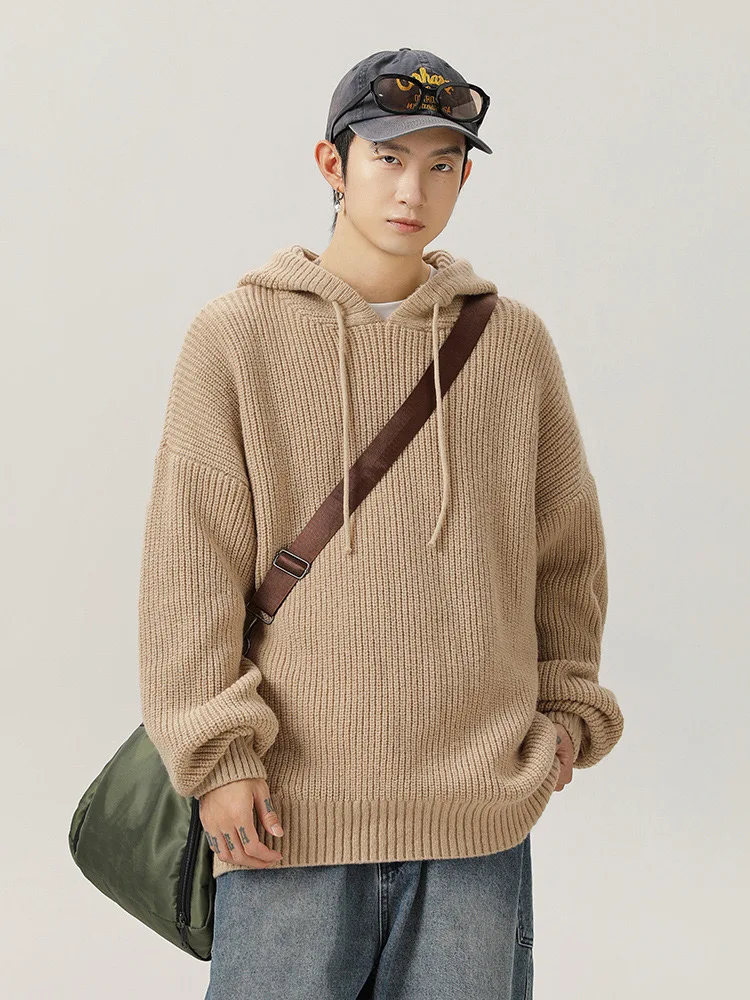 Men Skateboarding Hoodies Women Autumn Winter Casual Loose Knitted Sweater Solid Color Hoodies Oversize Grey Sweatshirt For Male