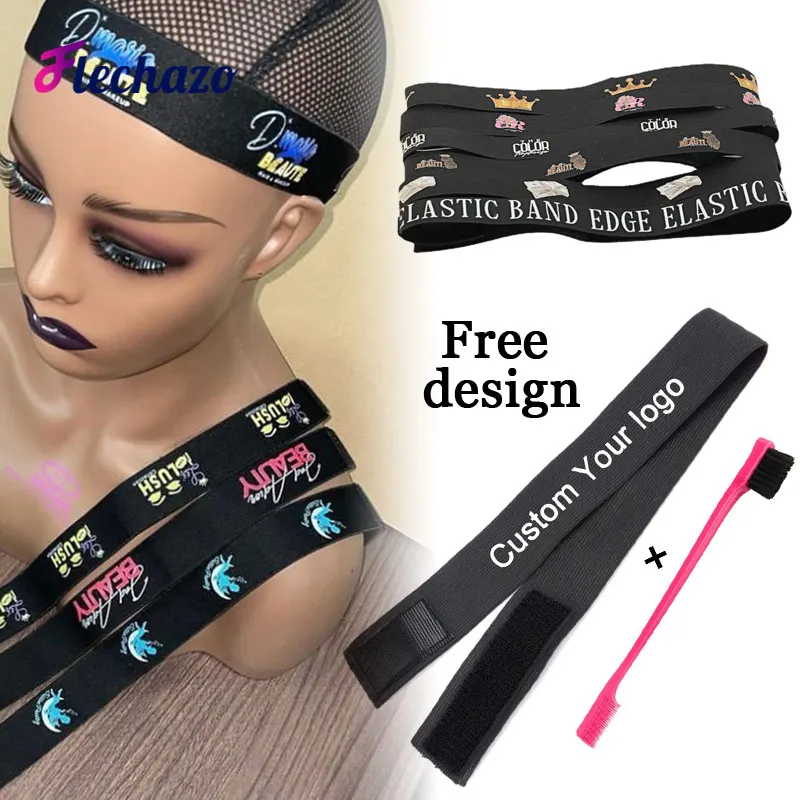 Custom Adjustable Elastic Edge Band for Wigs, 20-50Pcs Personalized Logo  Wig Bands, Edge Laying Scarf Melt Headband Edge Slayer for Frontal Wigs and