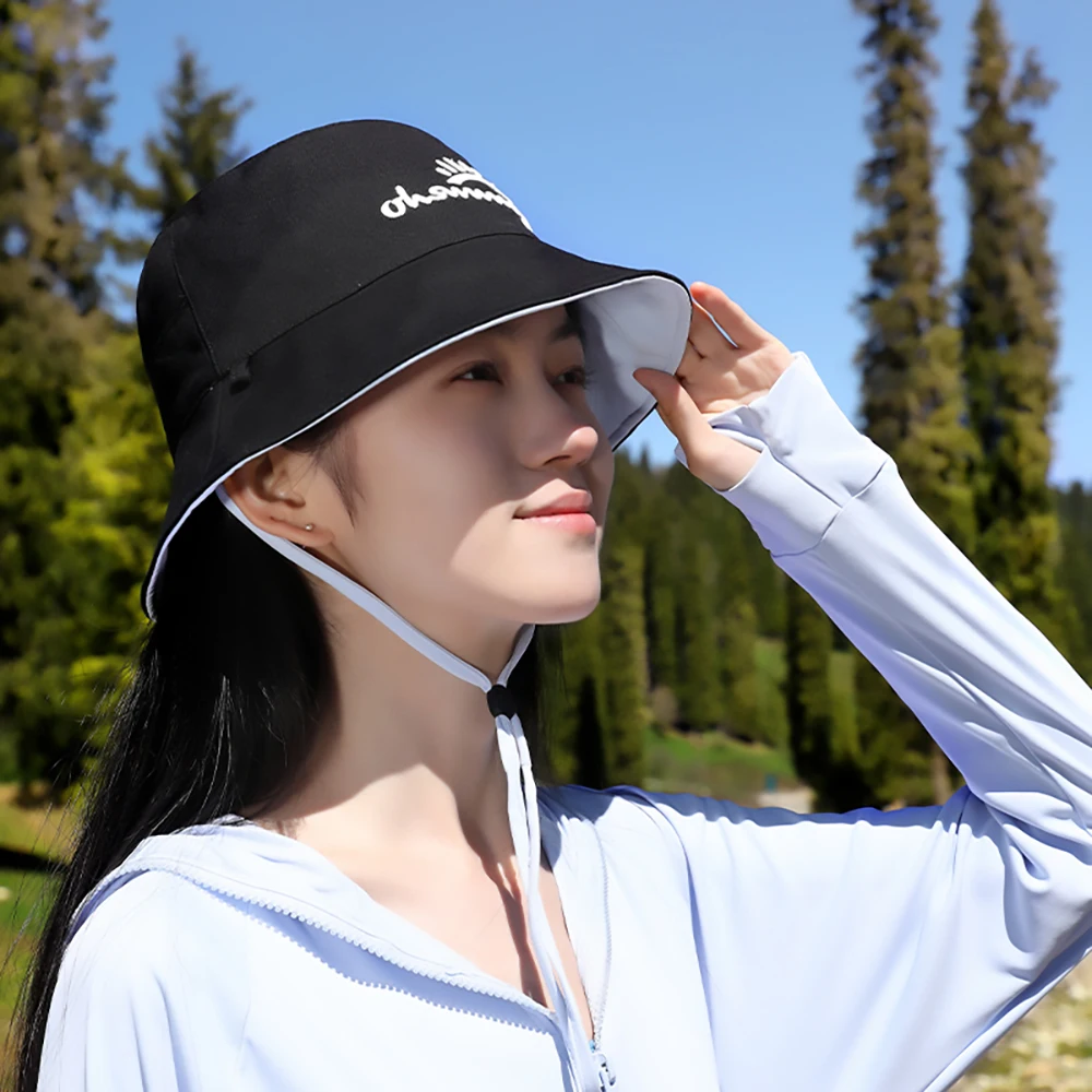 OhSunny Bucket Hats Women Double-Sided Sunscreen UPF50+ Fisherman Hat Solid  Color Fashion Design Adjustable Sun Protection Cap - AliExpress