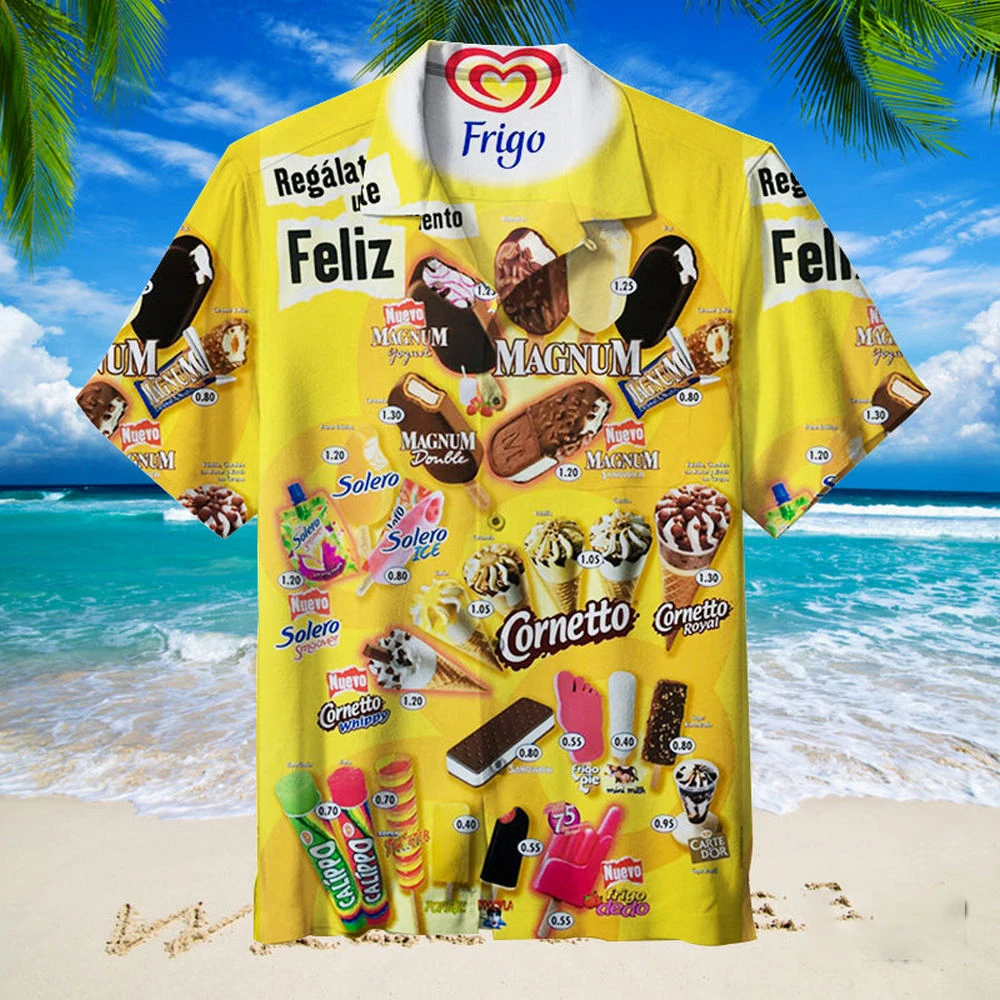 thumbnail image 1 of Camisa hawaiana 2024 para hombre, camiseta de verano con helado, estampados de playa, camisa de manga corta, tops casuales, diseño original, ropa para hombre, 1 of 5