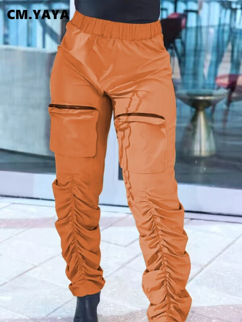 Fashion Women's Pants Orange Drawstring Pocket High Waist Sports Fitness  Jogging Lounge Sweatpants Ladies Clothing Long Trouser - Pants & Capris -  AliExpress