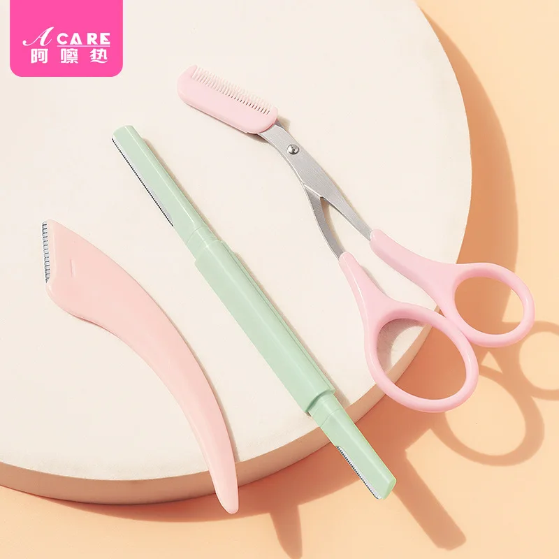 DX01 Eyebrow knife D1PQ0 Double-Headed Eyebrow Scraping Trimming Brow Groomer Knife Beginner Eyebrow
