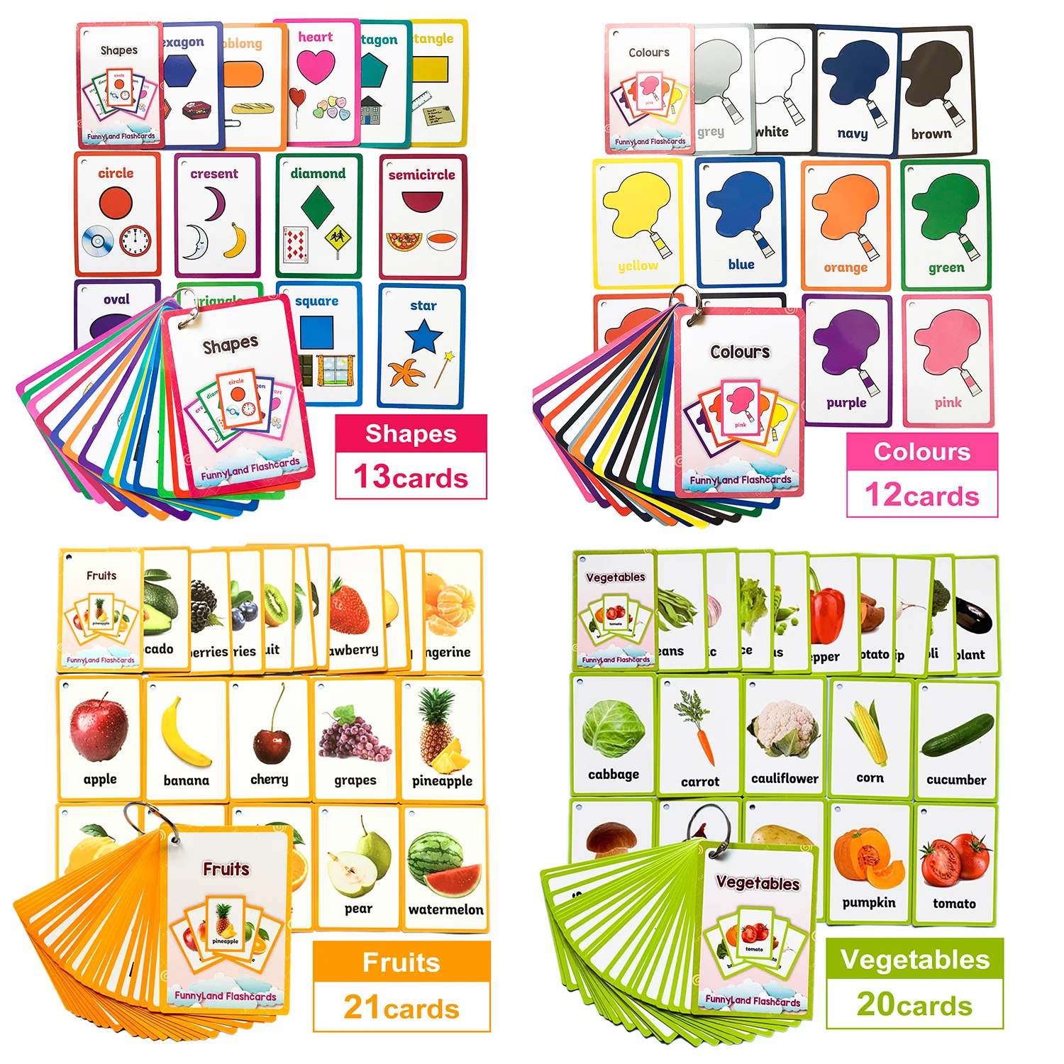 Set di 4 temi apprendimento delle parole inglesi Flash Cards per bambini  giocattoli educativi Montessori decorazione dell'aula giochi di ricordi -  AliExpress