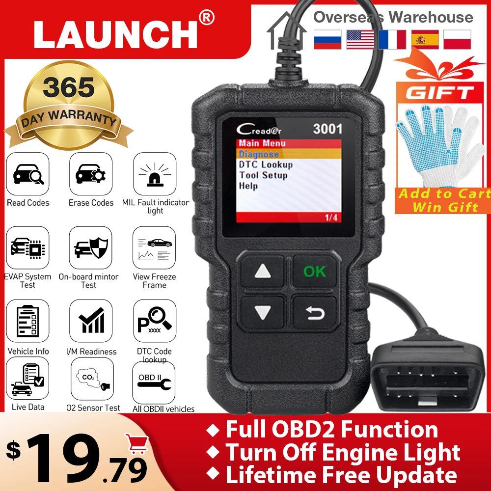 Launch X431 Cr3001 16 Pin Obd2 Professional Automotive Scanner Obd Code