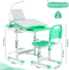 Student Children's Desk, Ergonomic Table and Thair Set, with Drawer, Reading Stand, Anddimmable LED Lamp, Height-Adjustable 2