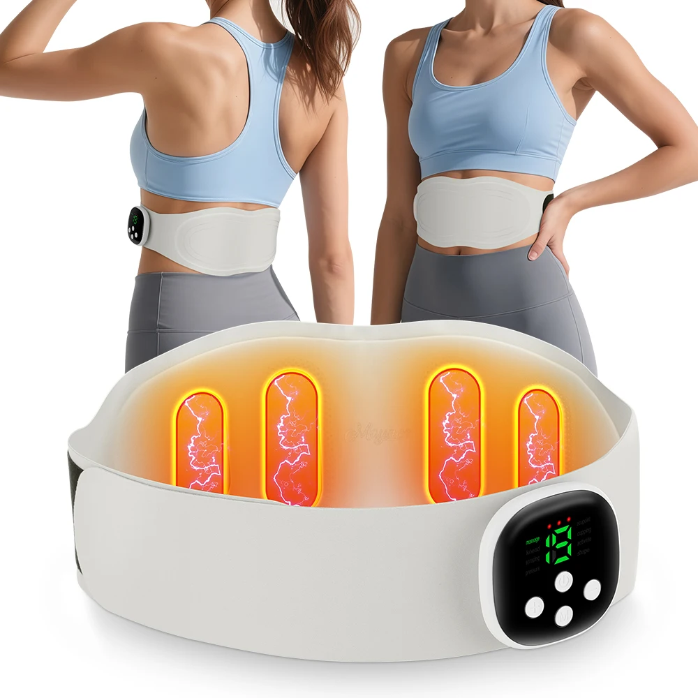 EMS Heating Waist Massage Belt Microcurrent Pulse Muscle Stimulator 8 Modes Kneading Heated Abdominal Back Waist Massager Brace