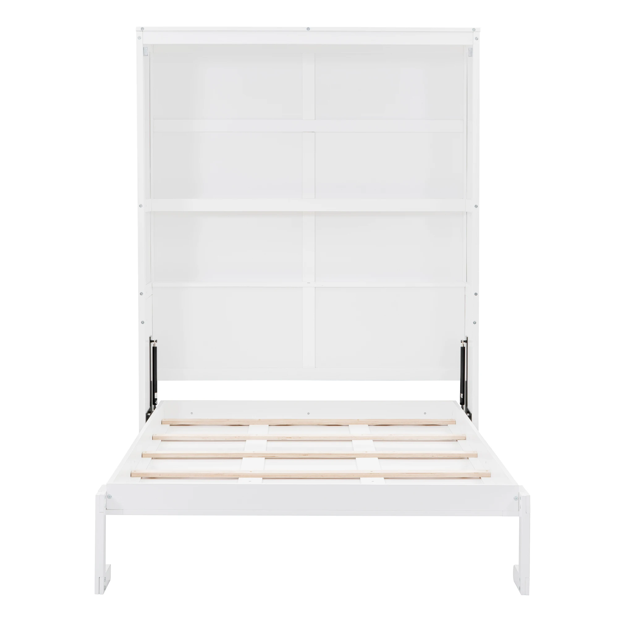 Full Size Murphy Bed Wall Bed with Shelves,White