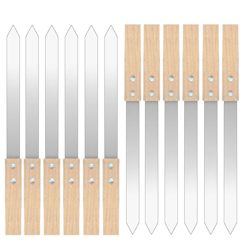Barbecue Skewers 23mm Wide 2mm Thin Kobide Skewers BBQ Stainless Steel Reusable for Grilling BBQ with Wooden Handles