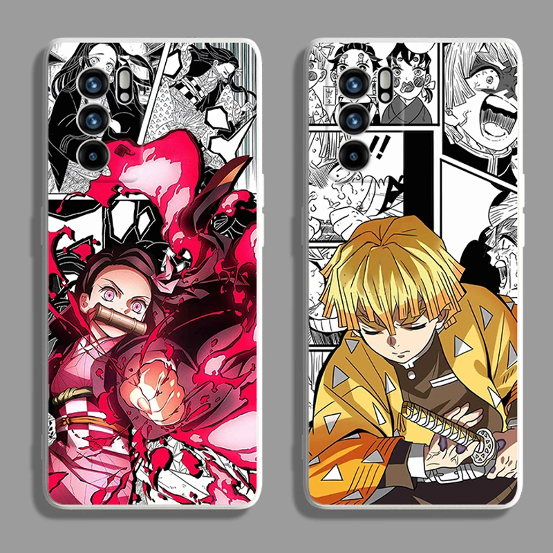 Funda de silicona líquida Demon Slayer para Samsung Galaxy A04, A04S, A04E, A14, A34, A54, A13, A23, A33, A53, A73, A13, A51, A71, A12, A22, 5G